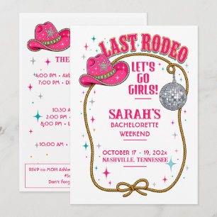 Personalisierte Disco-Cowgirl-Junggesellinnenabsch Einladung
