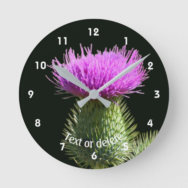 Personalisierte Distelblume Runde Wanduhr (Vorderseite)