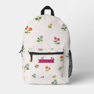 Personalisierte Ditsy Blumen Cottagecore Wildblume Bedruckter Rucksack
