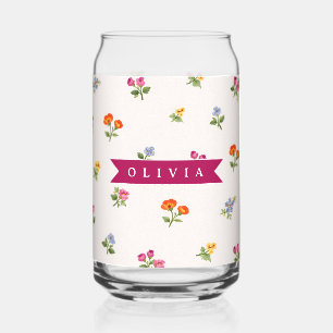 Personalisierte Ditsy Blumen Cottagecore Wildblume Dosenglas