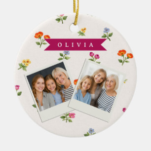 Personalisierte Ditsy Blumen Cottagecore Wildblume Keramik Ornament