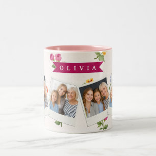 Personalisierte Ditsy Blumen Cottagecore Wildblume Zweifarbige Tasse