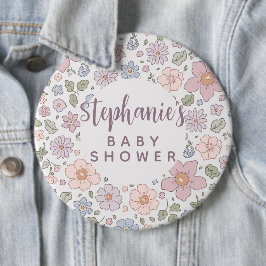 Personalisierte Ditsy Floral Baby Dusche 6" Abzeic Button