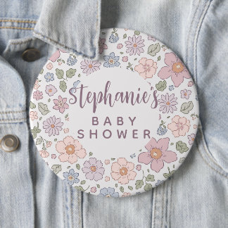 Personalisierte Ditsy Floral Baby Dusche 6" Abzeic Button