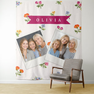 Personalisierte Ditsy Floral Cottagecore Wildblume Wandteppich