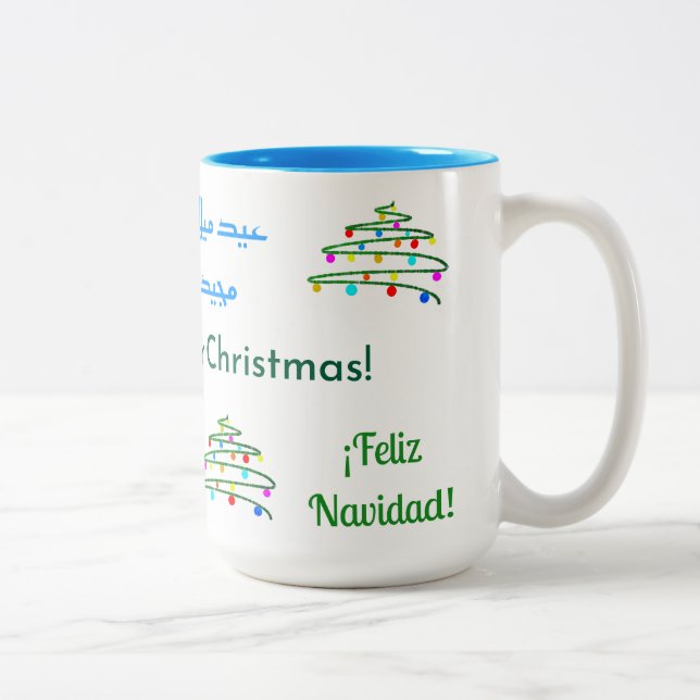 Personalisierte Diverse Frohe Weihnachtswünsche &  Zweifarbige Tasse (Rechts)