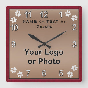 Personalisierte Dog Clock, Ihr TEXT, Ihr FOTO oder Quadratische Wanduhr