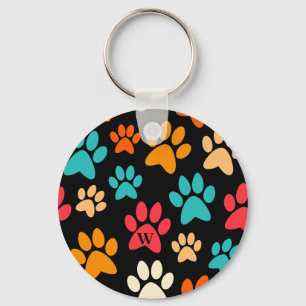 Personalisierte Dog Paw Print Monogram Dog Lover Schlüsselanhänger