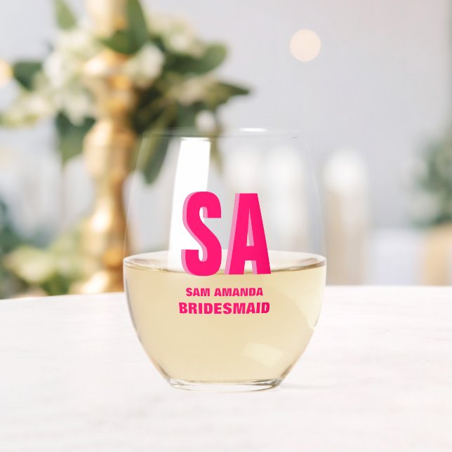 Personalisierte Doppelschattenmonogramm-Bridesmaid Weinglas Ohne Stiel (Insitu (Hochzeit))