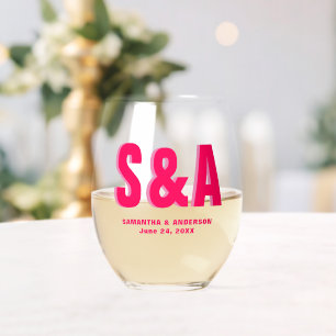 Personalisierte Double Shadow Monogram-Gastgeschen Weinglas Ohne Stiel