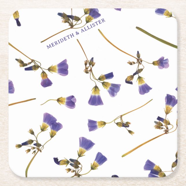 Personalisierte Dous Blue Square Hochzeit Rechteckiger Pappuntersetzer (Vorderseite)
