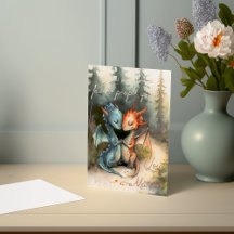 Personalisierte Drachen-Liebeskarte mit Kupferfoli