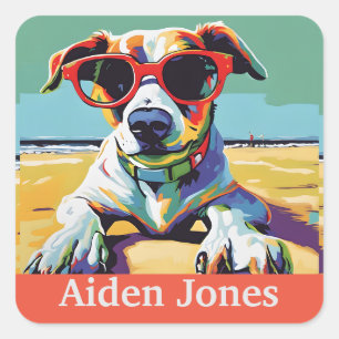 Personalisierte Drachenaufkleber bunt Quadratischer Aufkleber