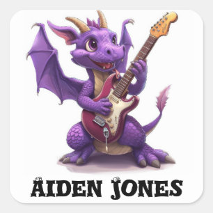 Personalisierte Drachenaufkleber bunt Quadratischer Aufkleber