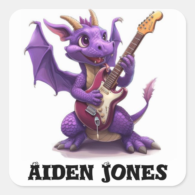 Personalisierte Drachenaufkleber bunt Quadratischer Aufkleber (Vorderseite)