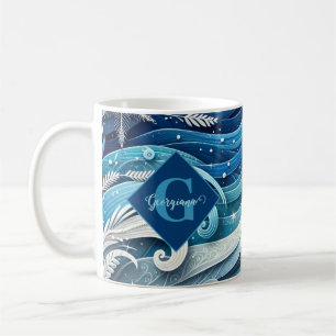 Personalisierte Dreamy Blue und Frosty Winter Wirb Kaffeetasse
