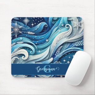 Personalisierte Dreamy Blue und Frosty Winter Wirb Mousepad