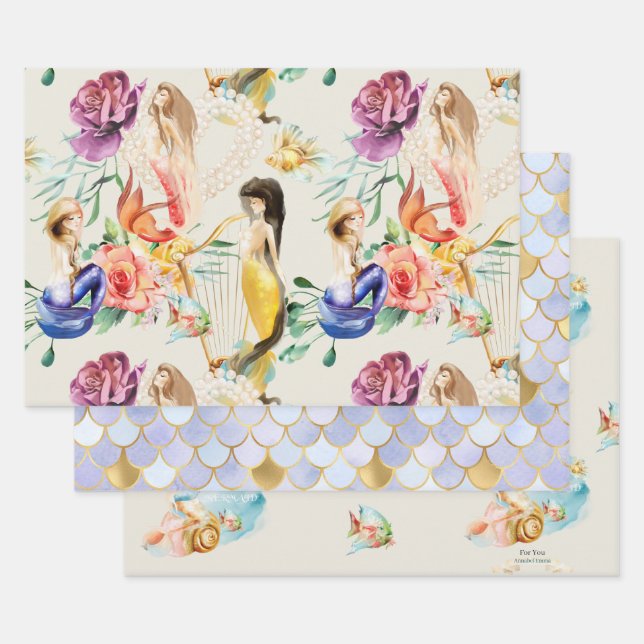Personalisierte Dreamy Mermaid & Mermaid Waage Geschenkpapier Set (Set)