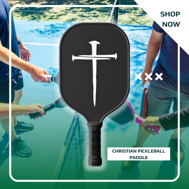 Personalisierte Drei-Nails Weißes Kreuz Christlich Pickleball Schläger (Three Nails White and Black Pickleball Paddle)
