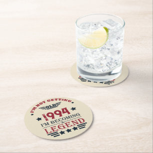Personalisierte dreißiger Vintage 30. Geburtstagsf Runder Pappuntersetzer