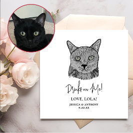 Personalisierte Drinks mit schwarzer Katze Serviette