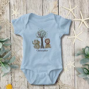 Personalisierte Dschungelsafari-Tiere Löwe Affe Baby T-shirt