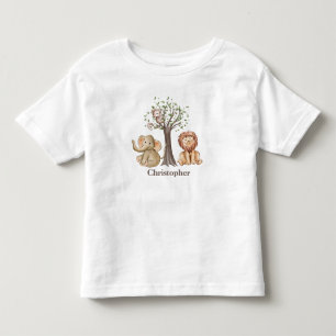 Personalisierte Dschungelsafari-Tiere Löwe Affe Kleinkind T-shirt
