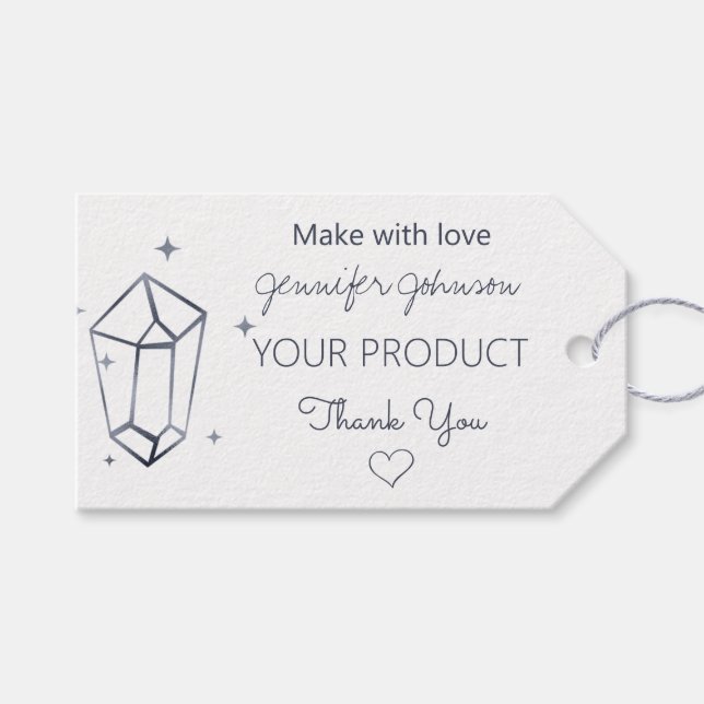 Personalisierte dunkelgraue Foil White Black Gift  Geschenkanhänger (Vorderseite (Horizontal))