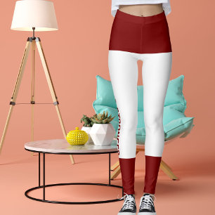 Personalisierte dunkelrote Streifen Katze Retro Leggings