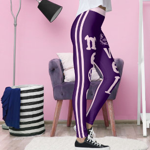 Personalisierte Dunkelviolette Rosa Streifen Pet K Leggings