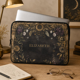 Personalisierte dunkle botanische Hexen-Laptop-Hül Laptopschutzhülle