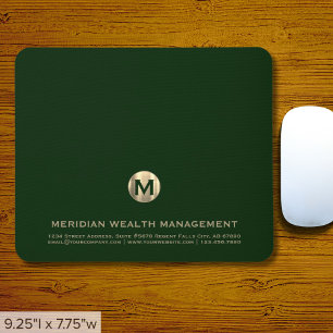 Personalisierte dunkle grüne Gold-Business-Monogra Mousepad
