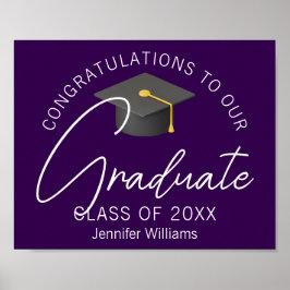 Personalisierte Dunkle Lila Graduationspartei 2025 Poster