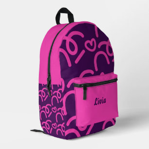 Personalisierte dunkle Neon-/Rosa-Herzen Bedruckter Rucksack