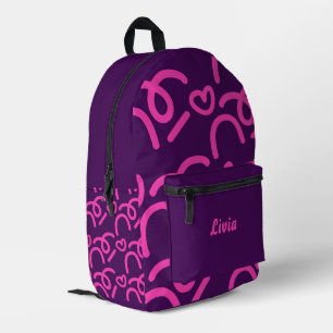 Personalisierte dunkle Neon-/Rosa-Herzen Bedruckter Rucksack