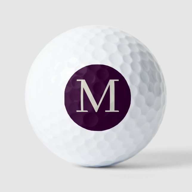Personalisierte dunkle Purpule Mit Monogramm Golfball (Vorderseite)