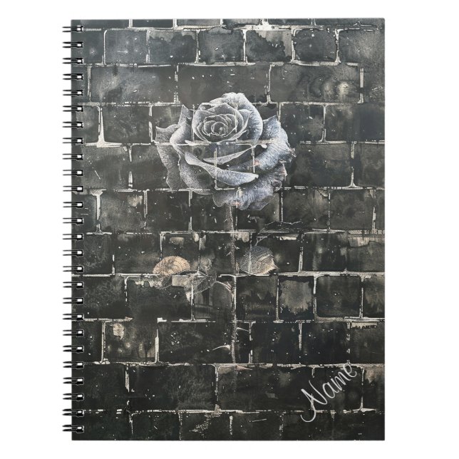 Personalisierte Dunkle Themed Graffiti-Rose Notizblock (Vorderseite)