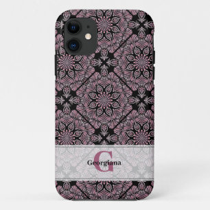 Personalisierte Dusky-Rose Blumenfronten Mandala T Case-Mate iPhone Hülle