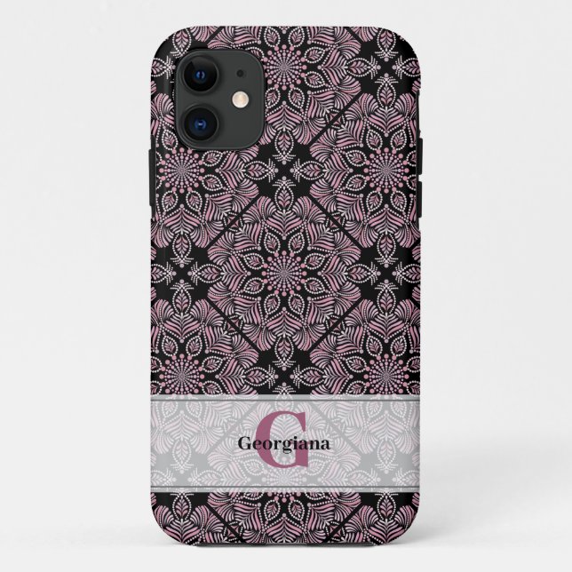 Personalisierte Dusky-Rose Blumenfronten Mandala T Case-Mate iPhone Hülle (Rückseite)