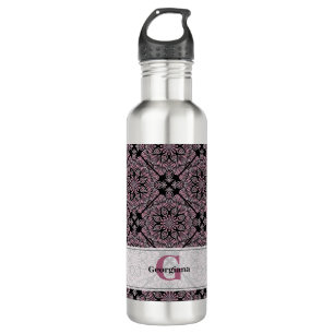 Personalisierte Dusky-Rose Blumenfronten Mandala T Edelstahlflasche