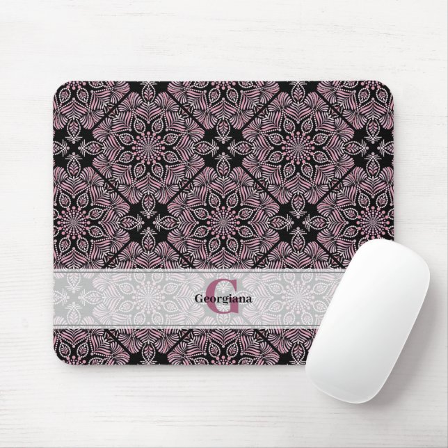 Personalisierte Dusky-Rose Blumenfronten Mandala T Mousepad (Mit Mouse)