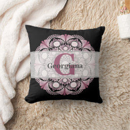 Personalisierte Dusky Rose Boho Floral Dot Mandala Kissen