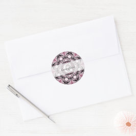 Personalisierte Dusky Rose Boho Floral Dot Mandala Runder Aufkleber