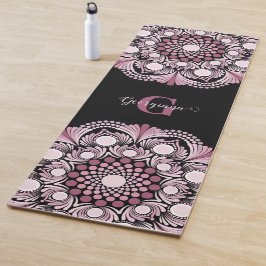 Personalisierte Dusky Rose Boho Floral Dot Mandala Yogamatte