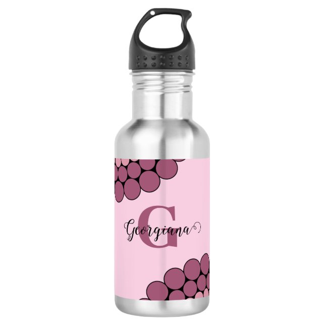 Personalisierte Dusky-Rose Floral Dot Mandala Edelstahlflasche (Vorderseite)