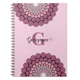 Personalisierte Dusky-Rose Floral Dot Mandala Notizblock