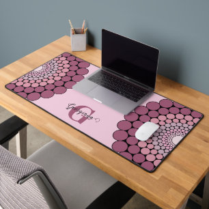 Personalisierte Dusky-Rose Floral Dot Mandala Schreibtischunterlage