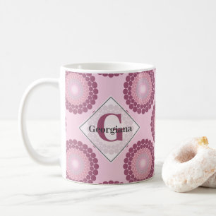 Personalisierte Dusky Rose Polka Dot Mandala Kaffeetasse