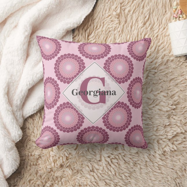 Personalisierte Dusky Rose Polka Dot Mandala Kissen (Decke)