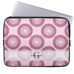 Personalisierte Dusky Rose Polka Dot Mandala Laptopschutzhülle